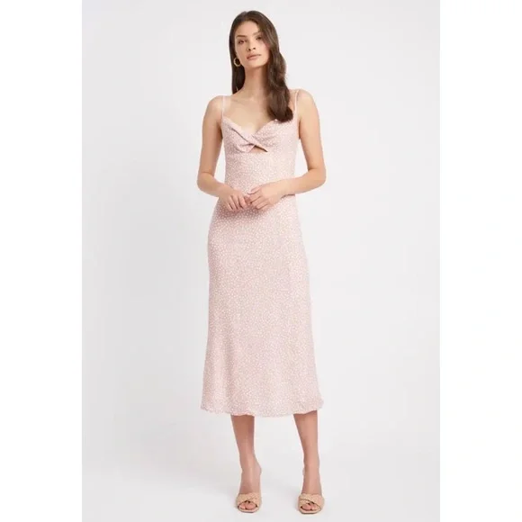 KOOKAI 'Karlie' Rosie Pink Print Twist Front Midi Dress Size 34 AU 6 RRP $220 - Picture 1 of 12